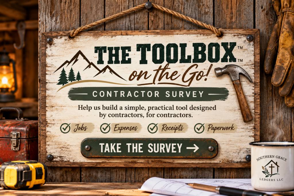 The Toolbox on the Go contractor survey. Click to help design a practical job management app.